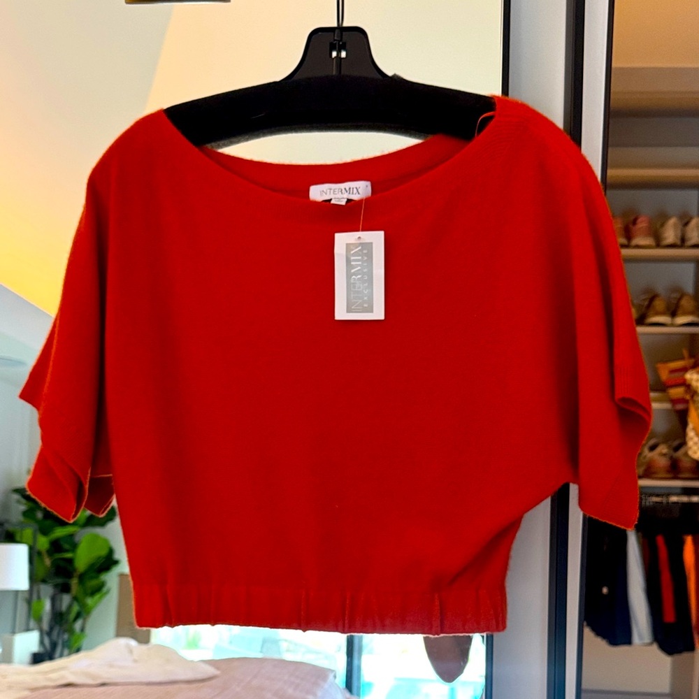 INTERMIX Vibrant Orange Cropped Top